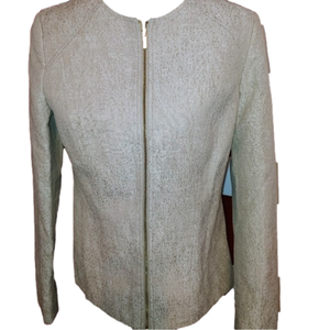 Calvin Klein Tan Tweed Zipper Blazer 6